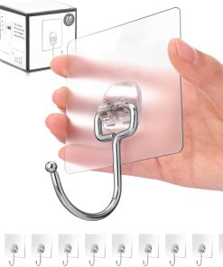 Antimbee 10-Pack All-Purpose Large Adhesive Hooks for Hanging. Banana Hook. Heavy Duty Adhesive Hooks 37 lb(Max). Sticky Wall Hook fit Home. Bathroom. Kitchen. Office and Outdoor