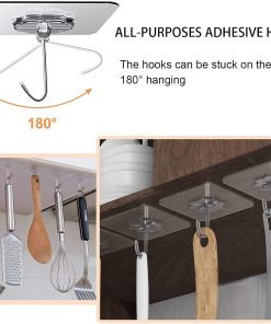 Alternative view of Adove Adhesive Hooks for Hanging. Heavy Duty Wall Hooks 20 Pack. Removable Sticky Ceiling Hooks. Transparent Self Adhesive Shower Hooks. Water & Oil Proof Strong 22lb(Max) Door Coat Hooks