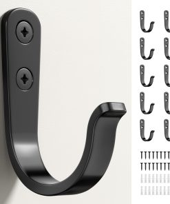 10Pcs Wall Hooks for Bathroom. Kitchen. Closet. and Garage - Black Metal Hooks for Hanging Coats. Towels. Hats. Keys. Bags. and Coffee Cups - Holds Up to 40 lbs | for Bathroom. Kitchen. Closet. and Garage. for Hanging Coats. Towels